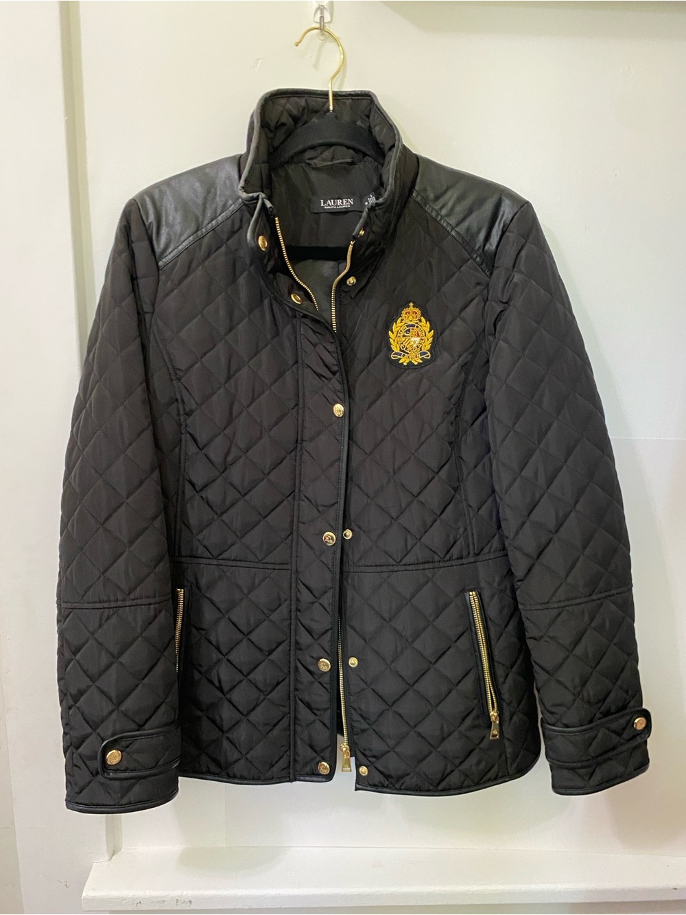 Ralph Lauren Crest-Patch Quilted Funnelneck Jacket - Picture 2 of 8